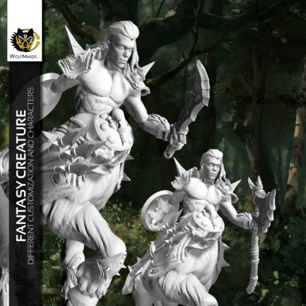 wolfmaker3d Centaur warrior creature fantasy horse knight warriors pack 3d miniature figurines statue bust custom