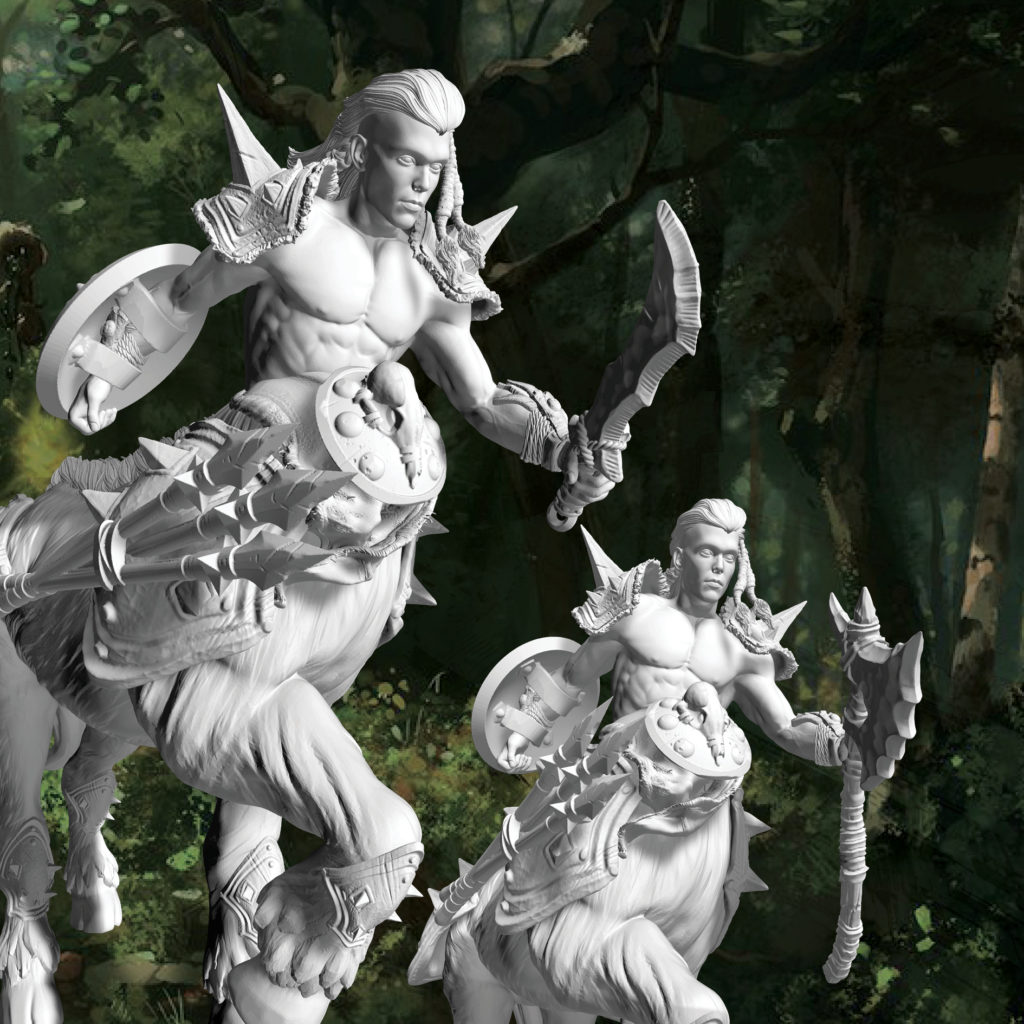 wolfmaker3d centaur shapeshifter warriors pack 3d miniature figurines statue bust custom
