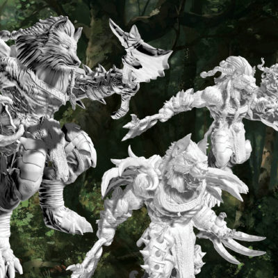 wolfmaker3d werewolf shapeshifter warriors pack 3d miniature figurines statue bust custom